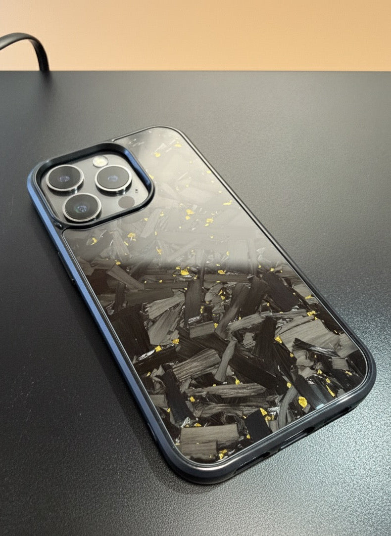 IPhone 15 Pro Forged Carbon Phone Case With Gold Flakes
