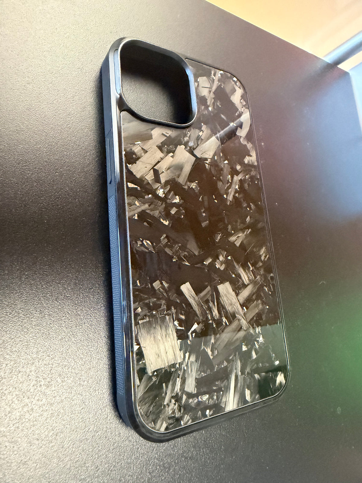 IPhone 15 Forged Carbon Fiber Phone Case With Silver Flakes