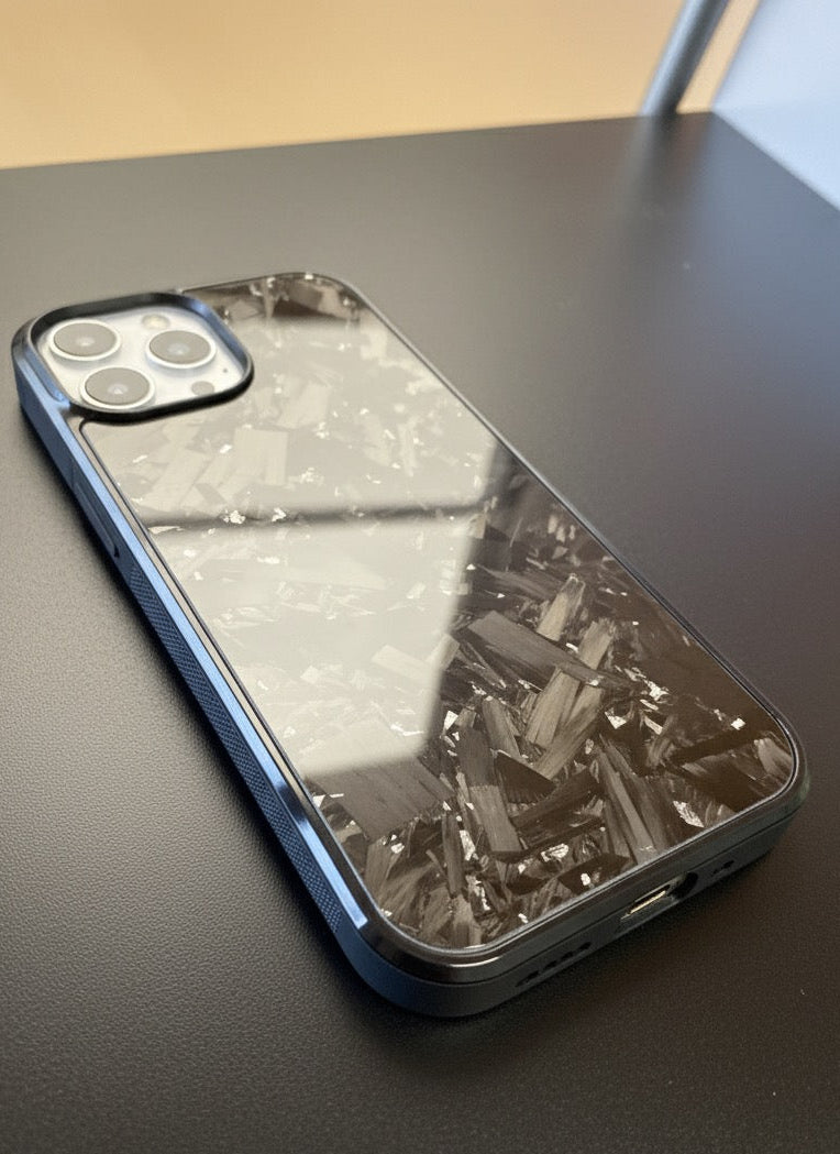 IPhone 15 Forged Carbon Fiber Phone Case With Silver Flakes