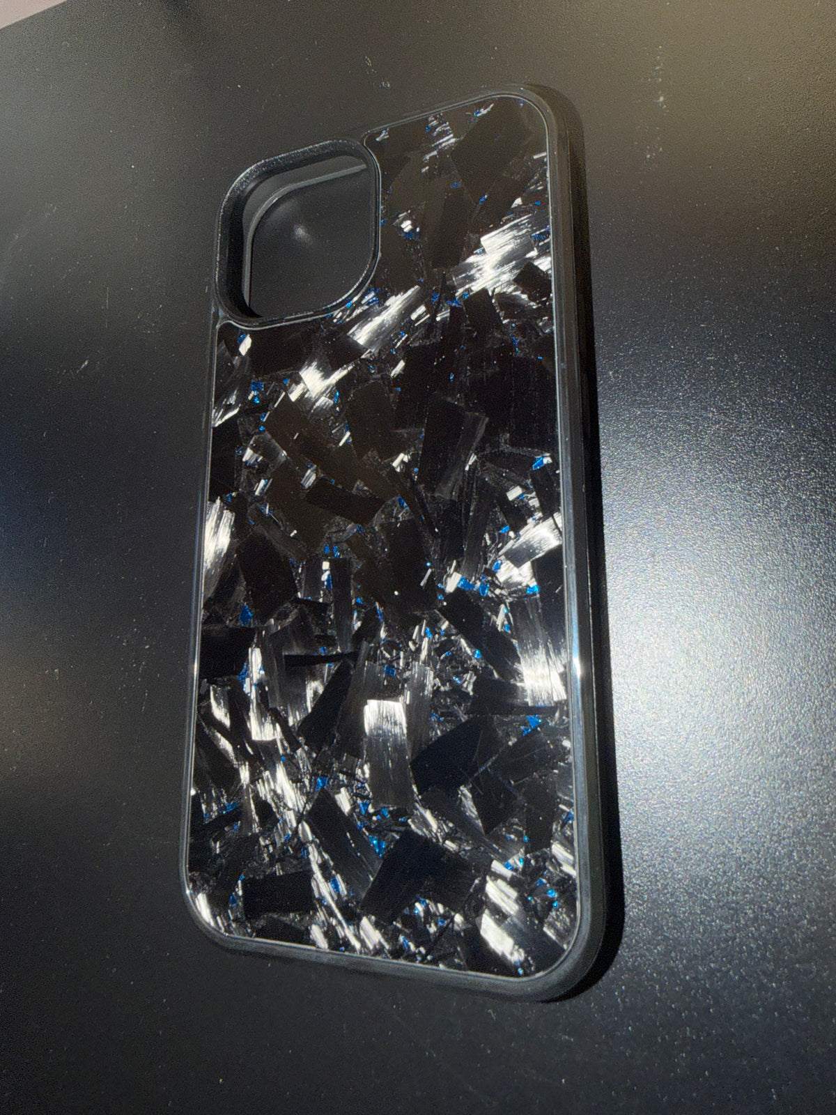 IPhone 15 Forged Carbon Phone Case With Blue Flakes