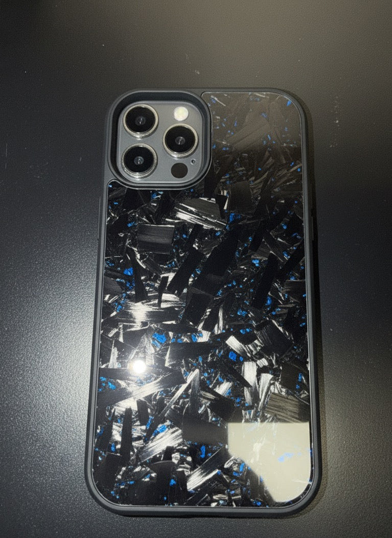 IPhone 15 Forged Carbon Phone Case With Blue Flakes