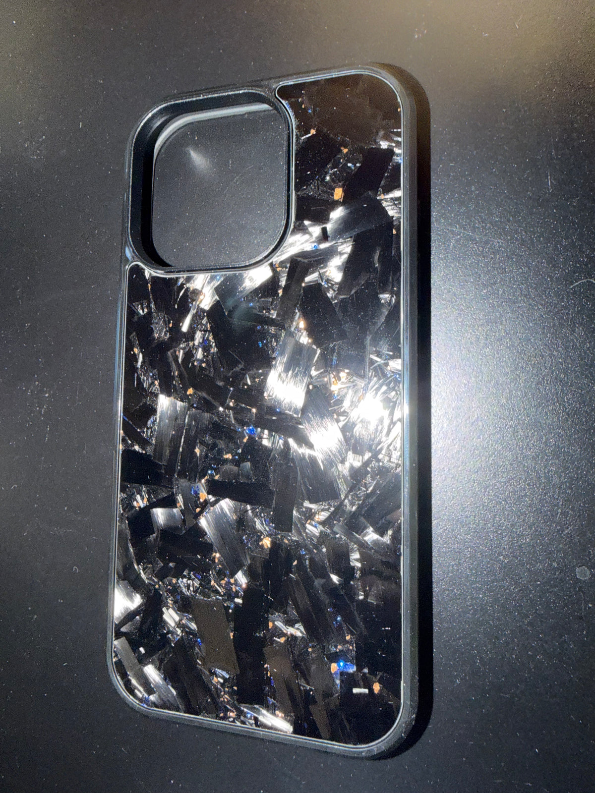 IPhone 16 Pro Forged Carbon Case With Gold And Blue Flakes