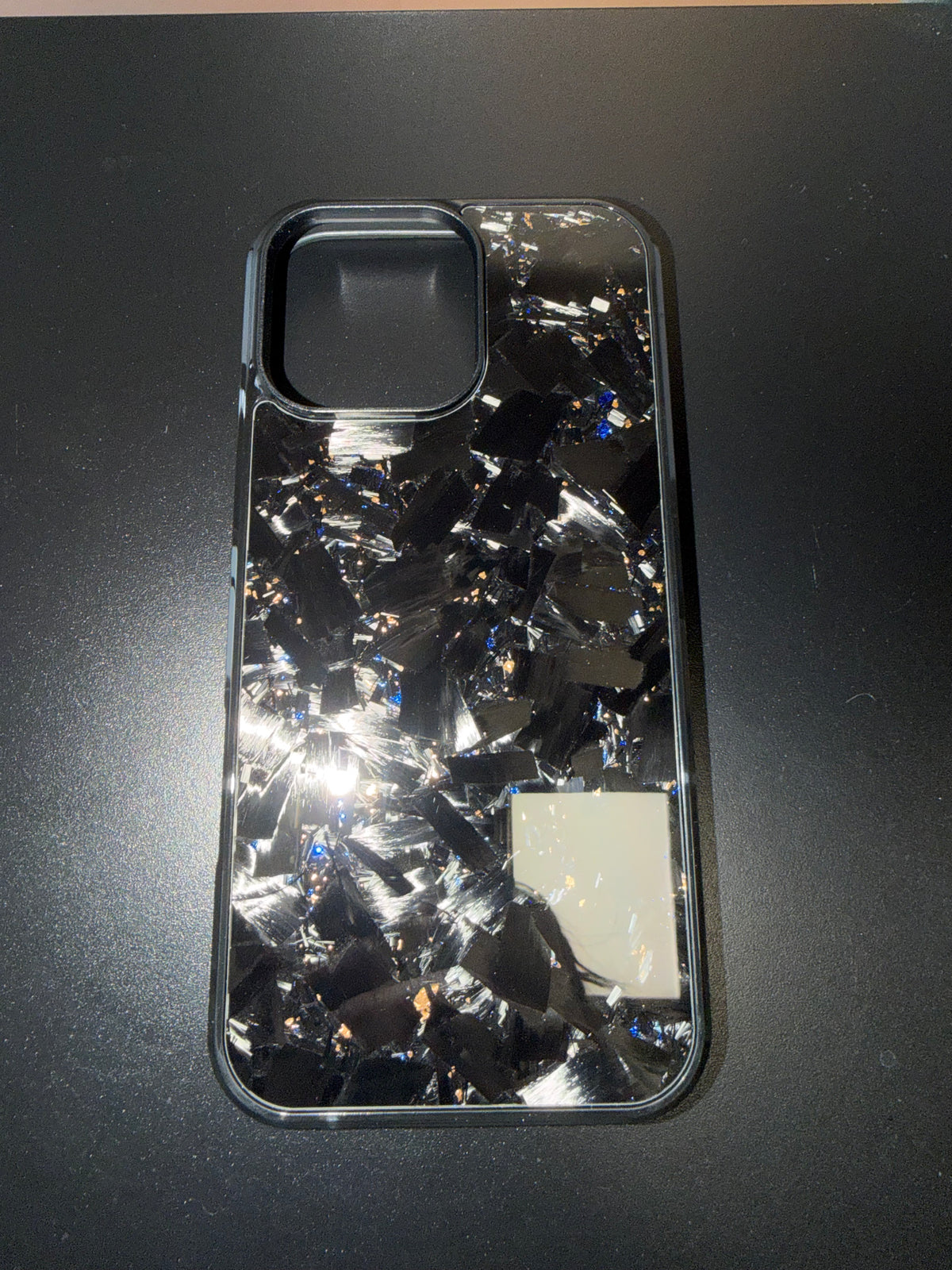 IPhone 16 Pro Max Forged Carbon Case With Gold And Blue Flakes