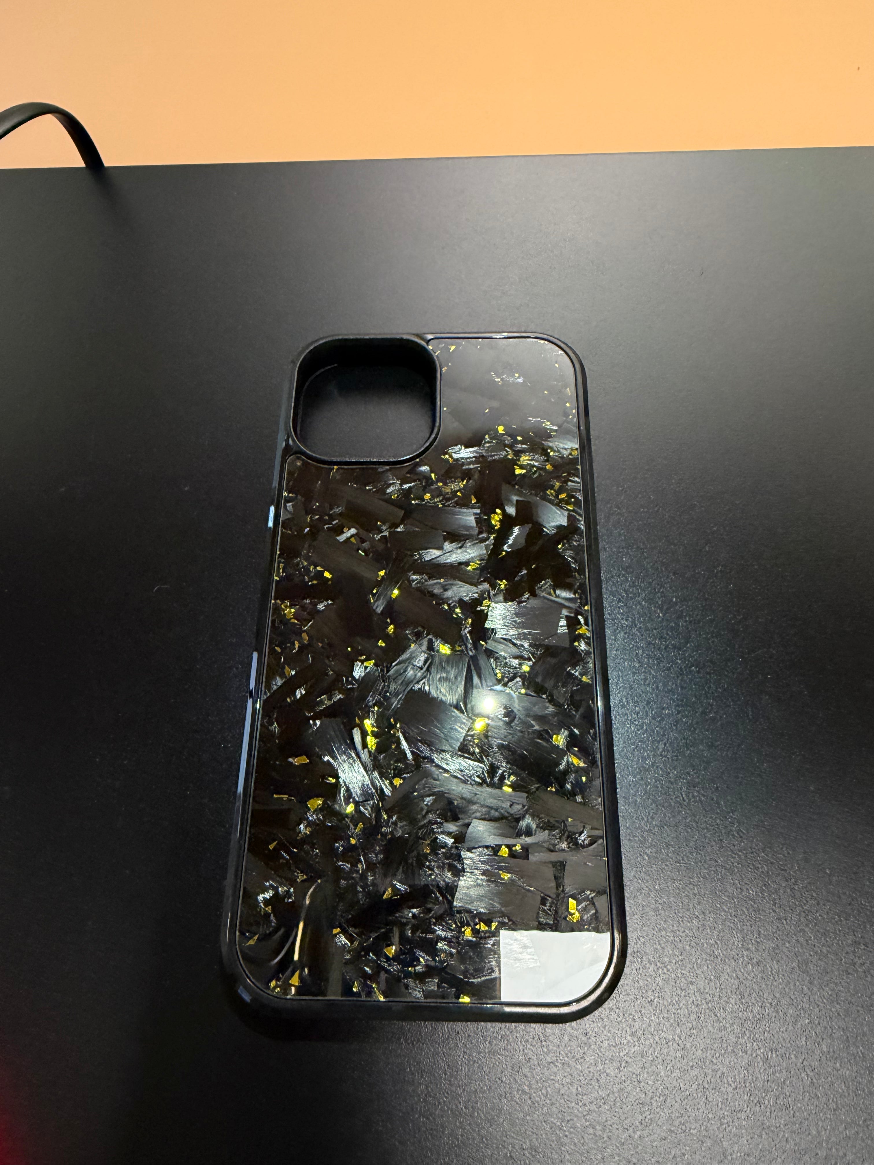 IPhone 15 Forged Carbon Phone Case With Gold Flakes