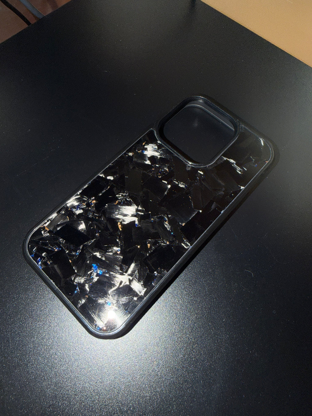 IPhone 15 Pro Forged Carbon Phone Case With Gold And Blue Flakes