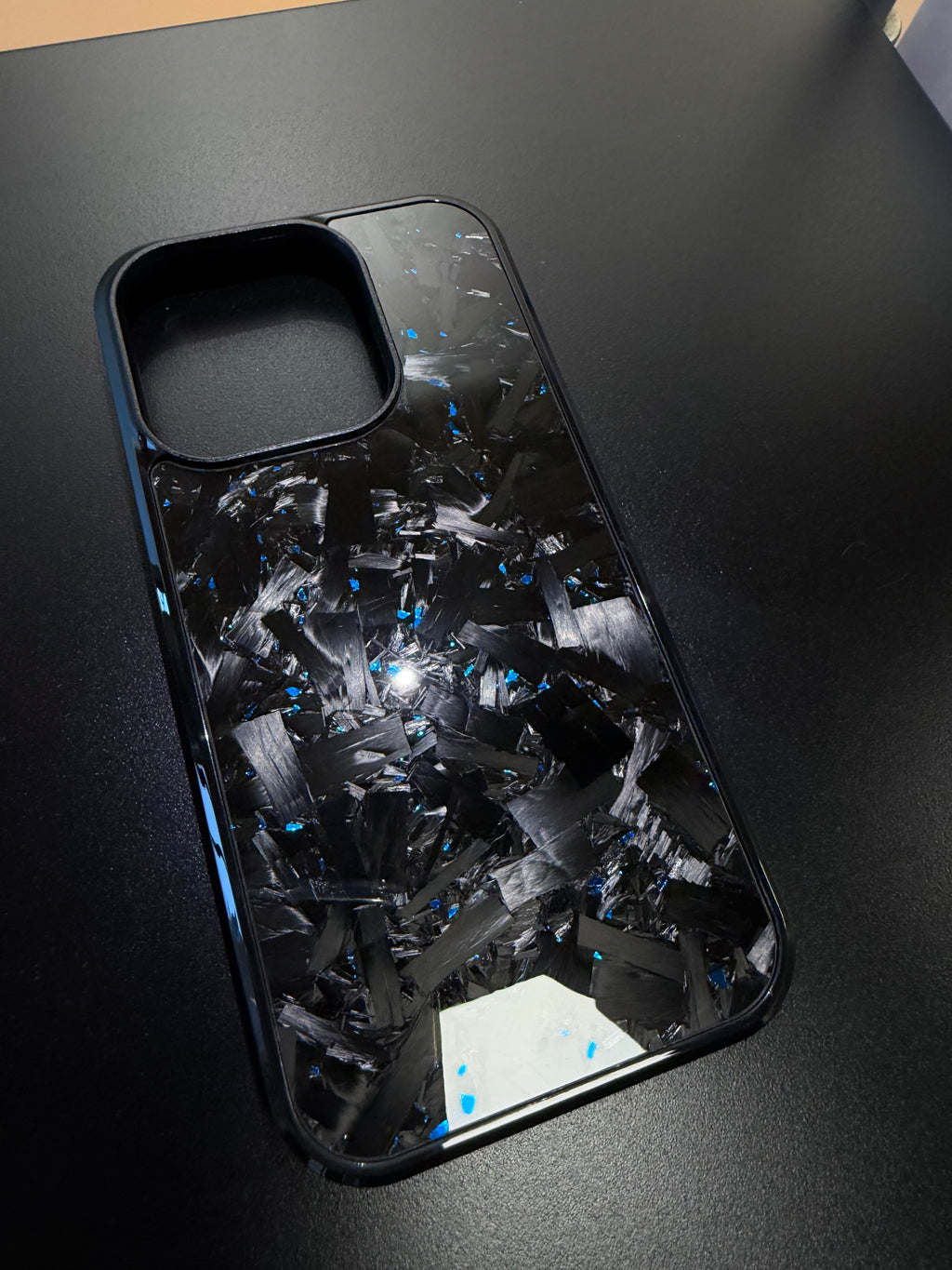 IPhone 15 Pro Forged Carbon Phone Case With Blue Flakes