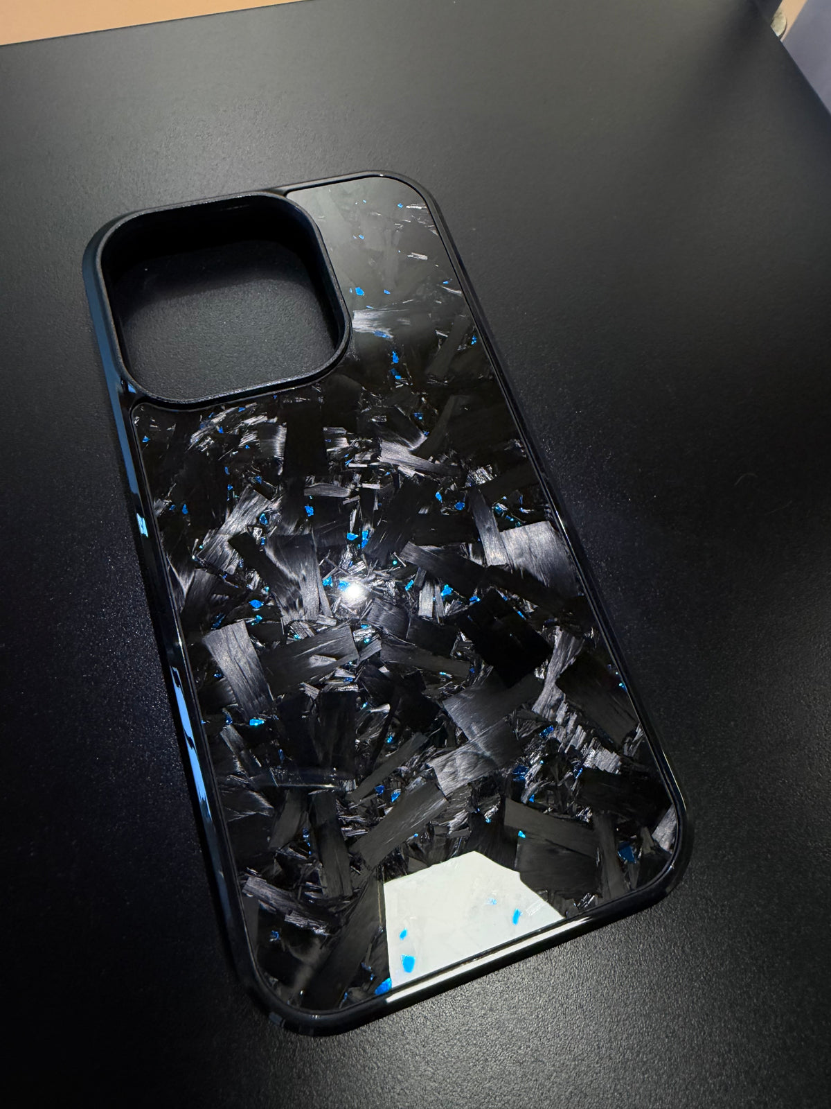 IPhone 15 Pro Forged Carbon Phone Case With Blue Flakes